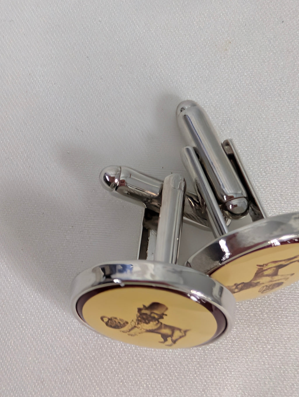 Vintage Style Bulldog Cufflinks and Tie Clip Set, Novelty Mens Dog Cufflinks Tie Bar Gift Boxed, Silver Tone Groom Groomsmen Wedding