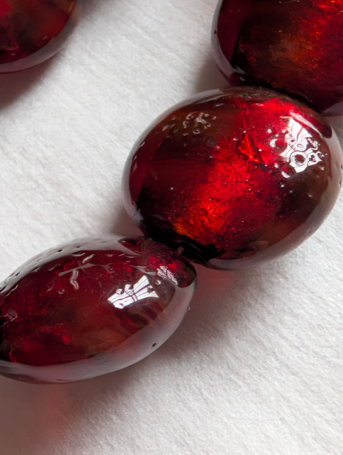 Vintage Cherry Glass Chunky Nugget Pebble Bead Stretch Bracelet, Deep Cherry Red Translucent Statement Bangle, Gift for Her