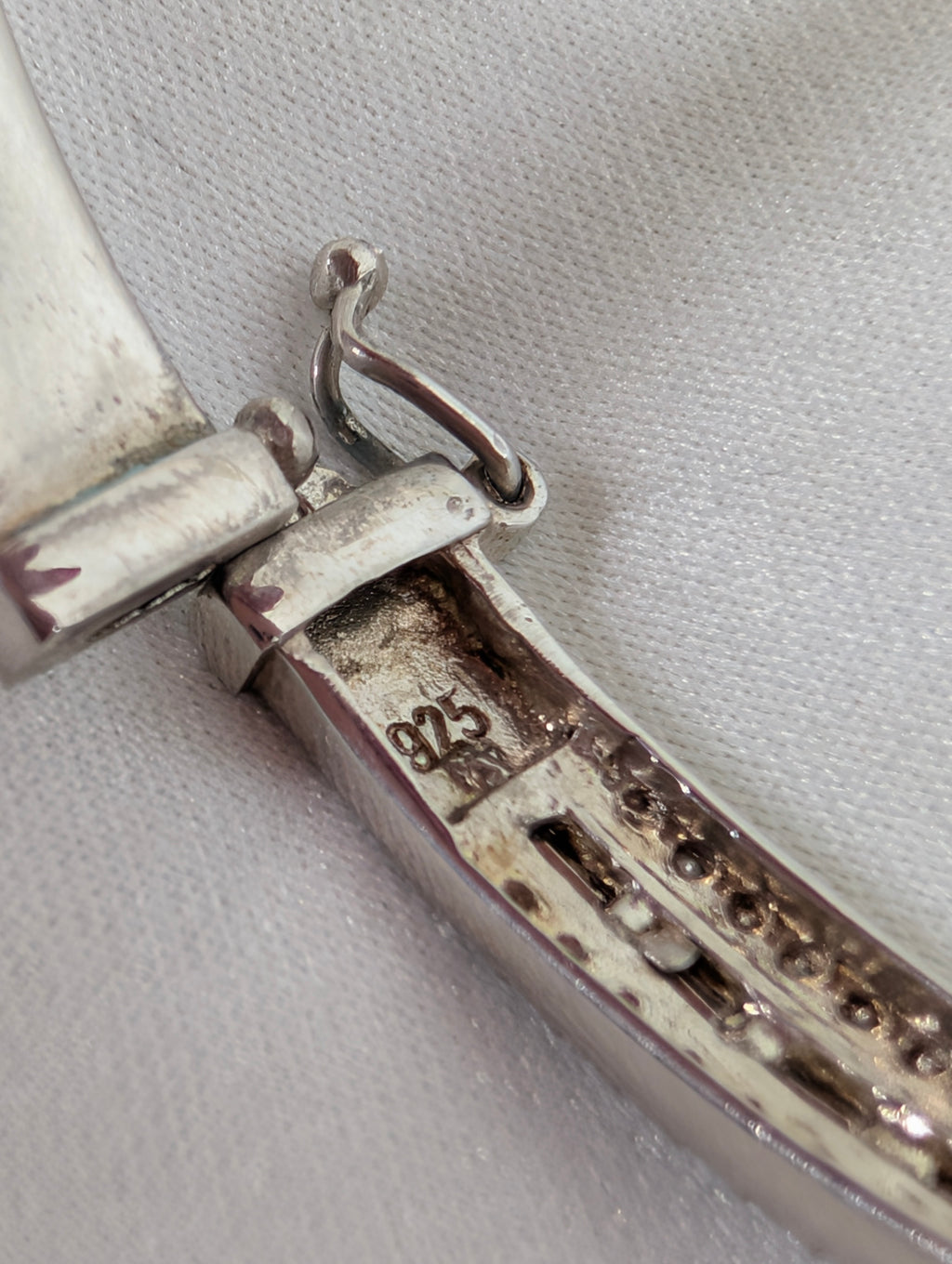 Vintage 925 Sterling Silver Bangle Bracelet, Sparkling Pave CZ Crossover Hinged Bangle, Bridal Evening Cuff,