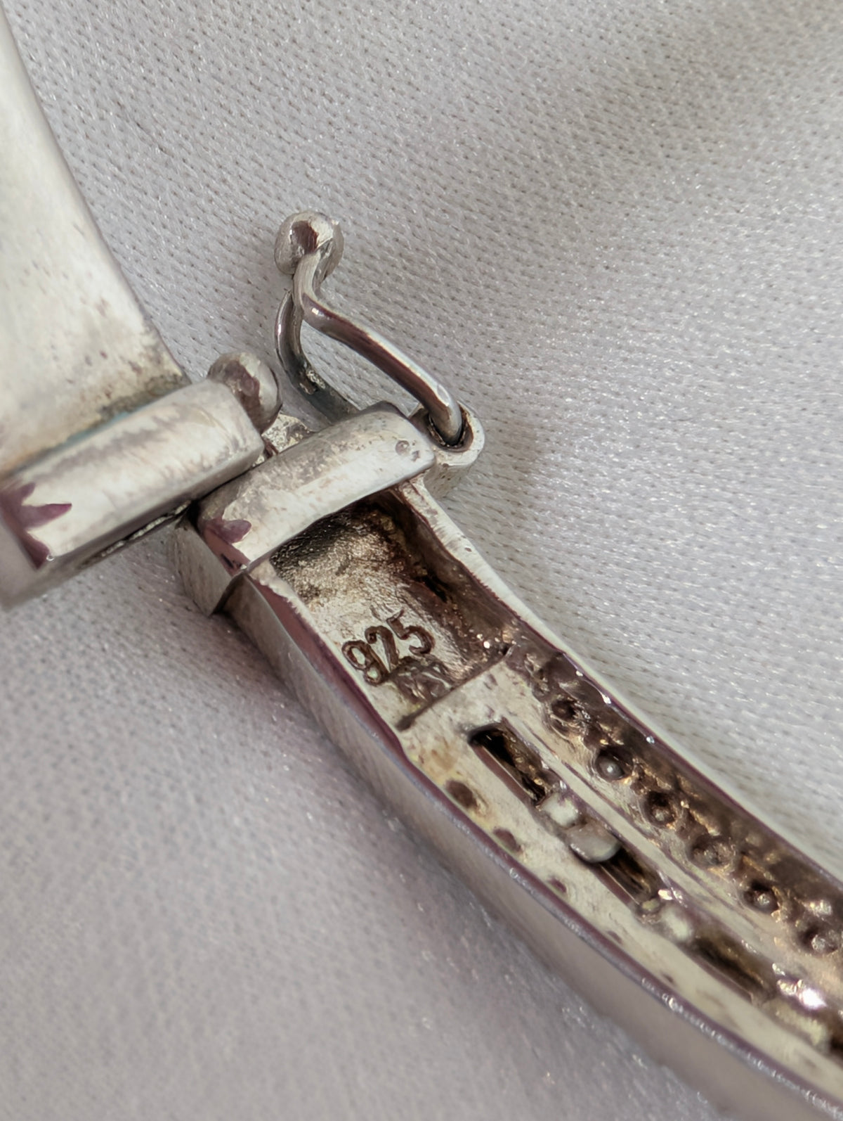 Vintage 925 Sterling Silver Bangle Bracelet, Sparkling Pave CZ Crossover Hinged Bangle, Bridal Evening Cuff,