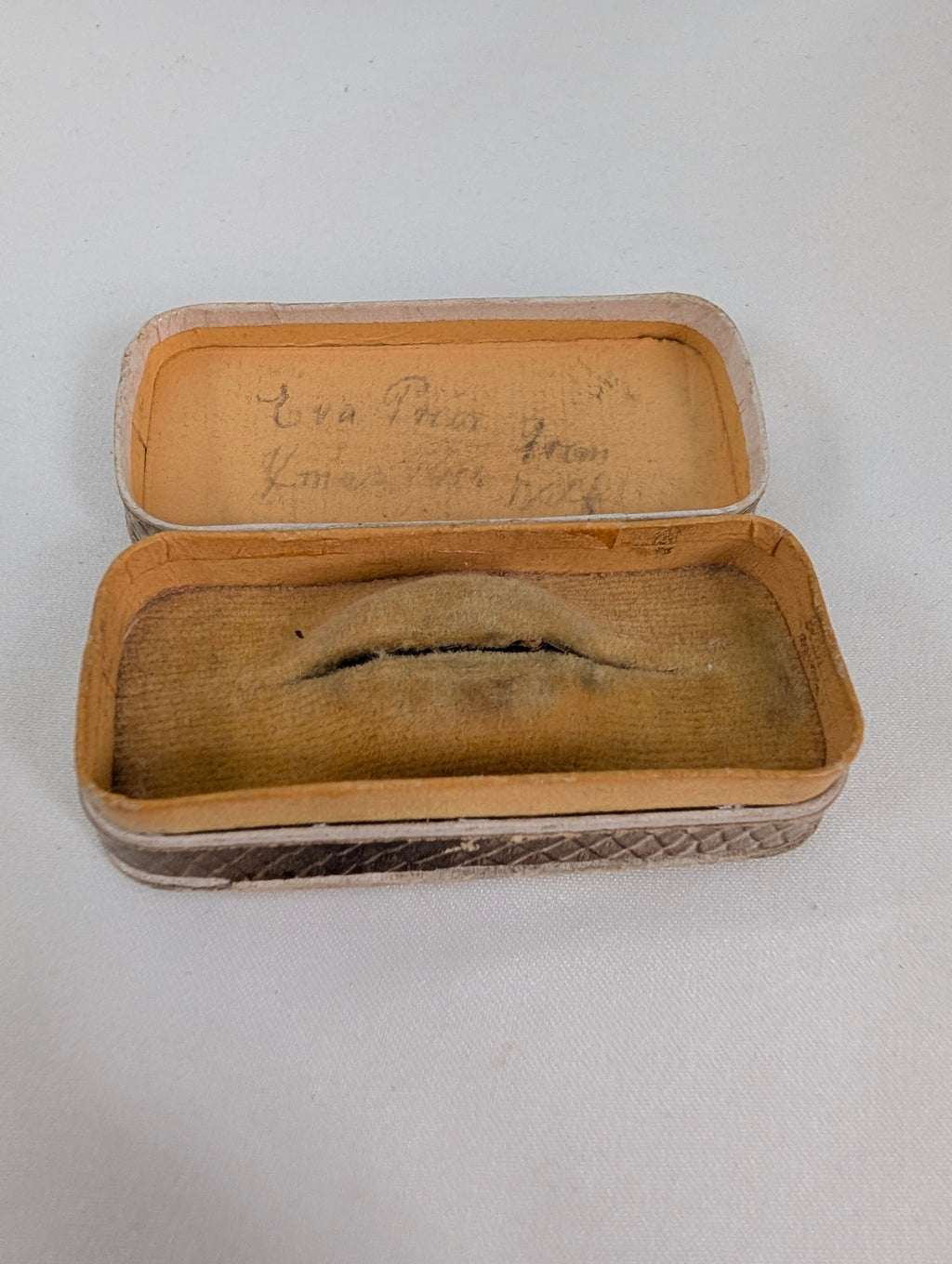 Antique 1904 Jewellery Box, Edwardian Brooch Presentation Case, Textured Cardboard Velvet Bar Pin Box, Dated Christmas Gift Keepsake Box