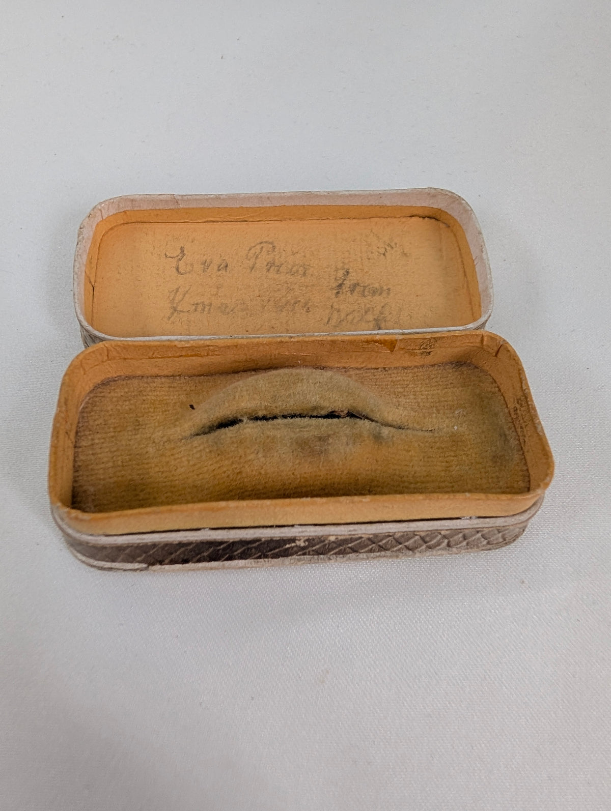 Antique 1904 Jewellery Box, Edwardian Brooch Presentation Case, Textured Cardboard Velvet Bar Pin Box, Dated Christmas Gift Keepsake Box