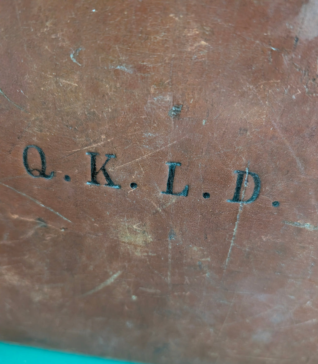 Antique Leather Suitcase 1920s Small Overnight Case, Initialled Queenie Dear Eltham London, Vintage Prop Luggage