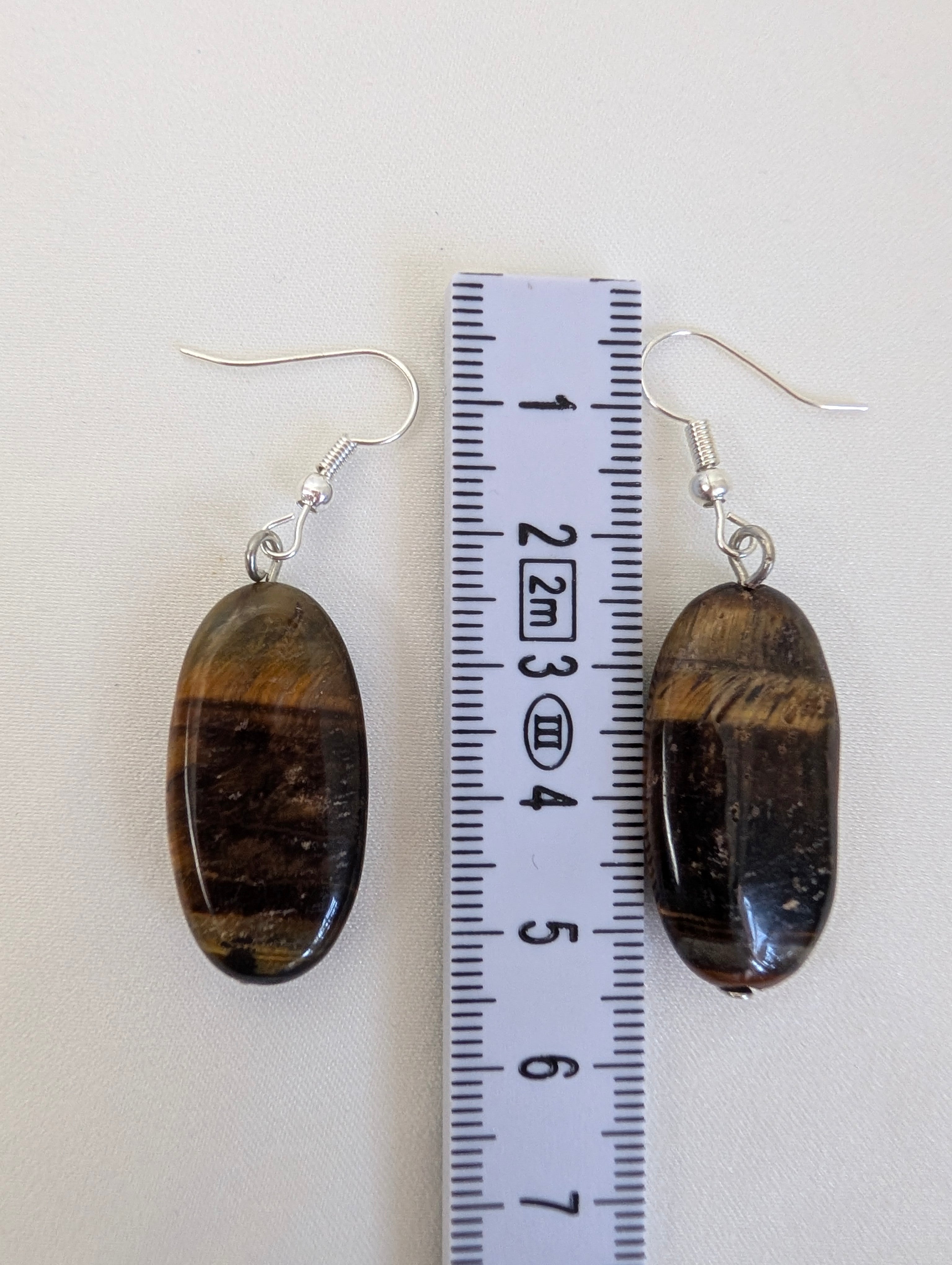 Tiger Eye Earrings, Natural Brown Oval Stone Drop Earrings, Handcrafted Boho Dangle Jewellery, Earthy Gemstone Gift for Her