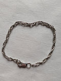Vintage Sterling Silver Diamond Cut Chain Bracelet, 925 Textured Sparkle Link Bracelet, Minimalist Layering Chain, 7 Inch Everyday Gift