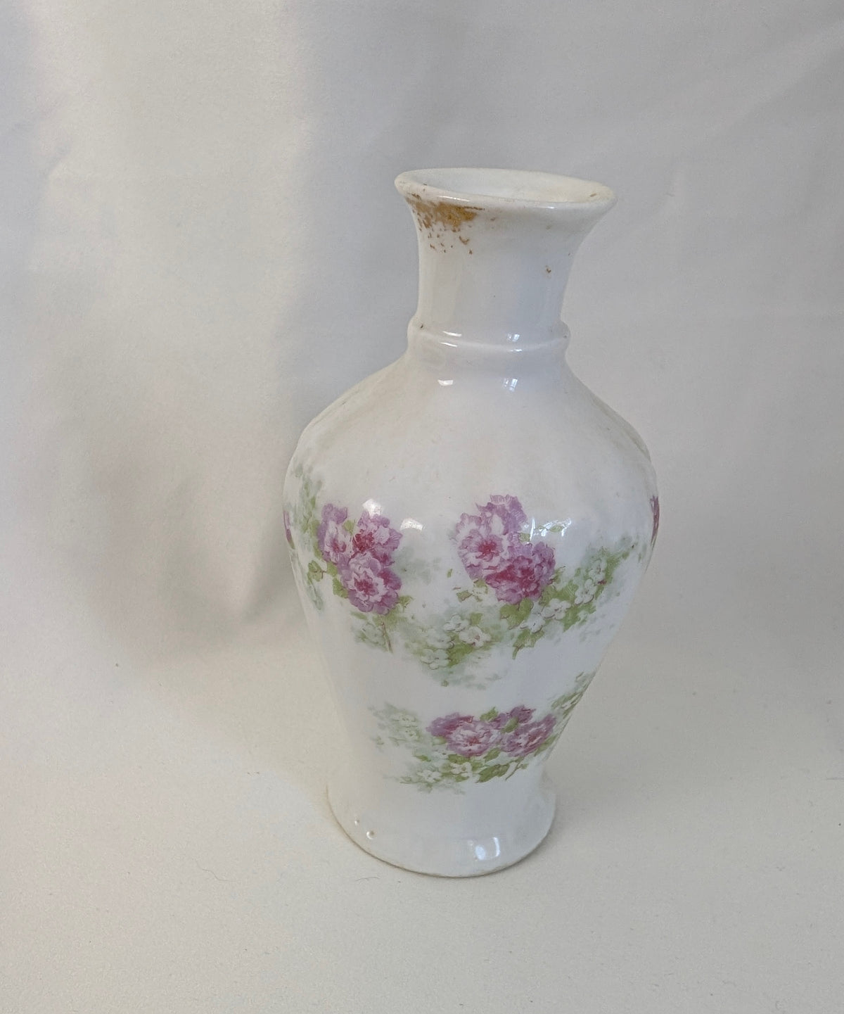 Antique Limoges Porcelain Vanity Set 4 Piece, French W.G. & Co Floral Vanity Bundle, Candlestick Bud Vase Lidded Trinket Pots