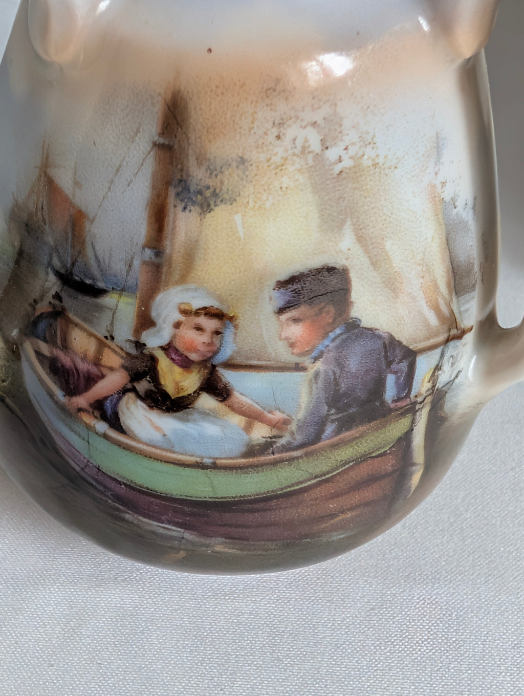 Antique Royal Bayreuth Bavaria Dutch Children Vases Pair Hand Painted Scene