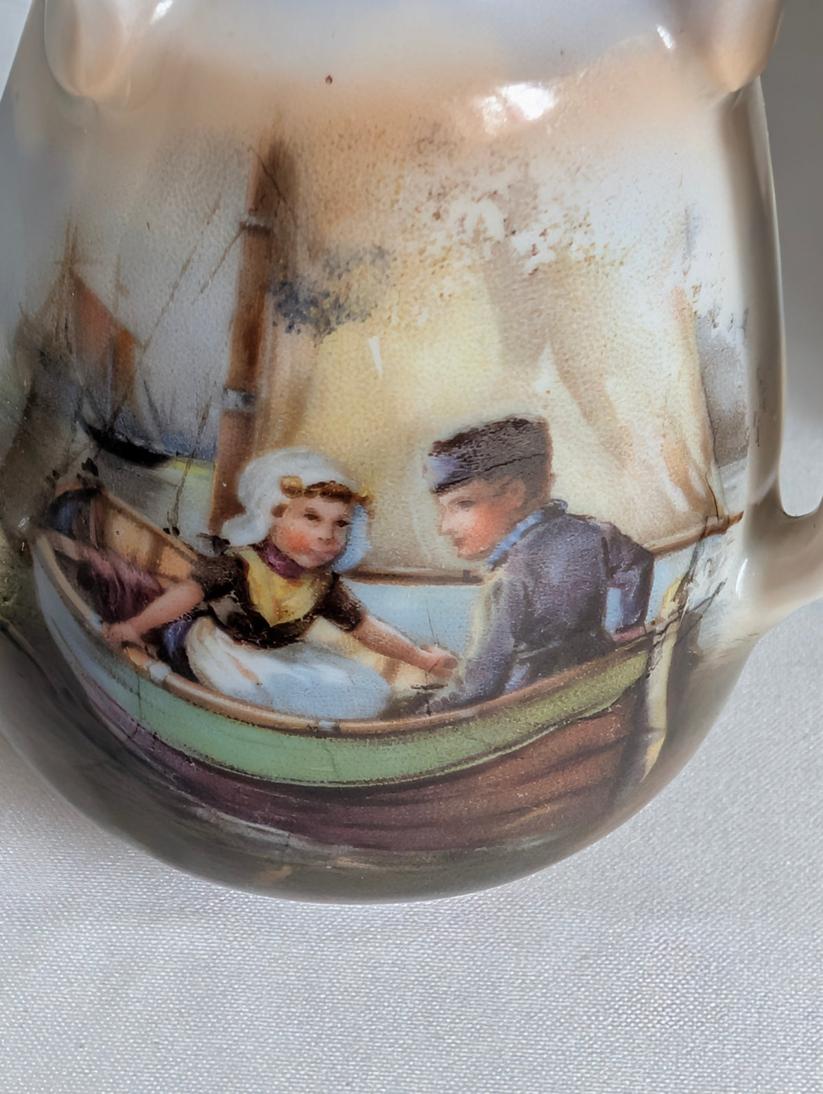 Antique Royal Bayreuth Bavaria Dutch Children Vases Pair Hand Painted Scene