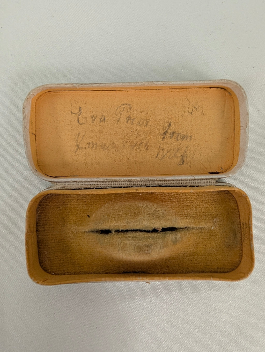 Antique 1904 Jewellery Box, Edwardian Brooch Presentation Case, Textured Cardboard Velvet Bar Pin Box, Dated Christmas Gift Keepsake Box