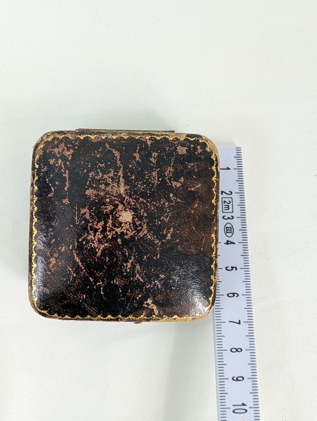 Antique Jewellery Box Leather Push Button Ring Case, Edwardian Velvet Trinket Box, Collingwood and Son Presentation Box, Vintage.