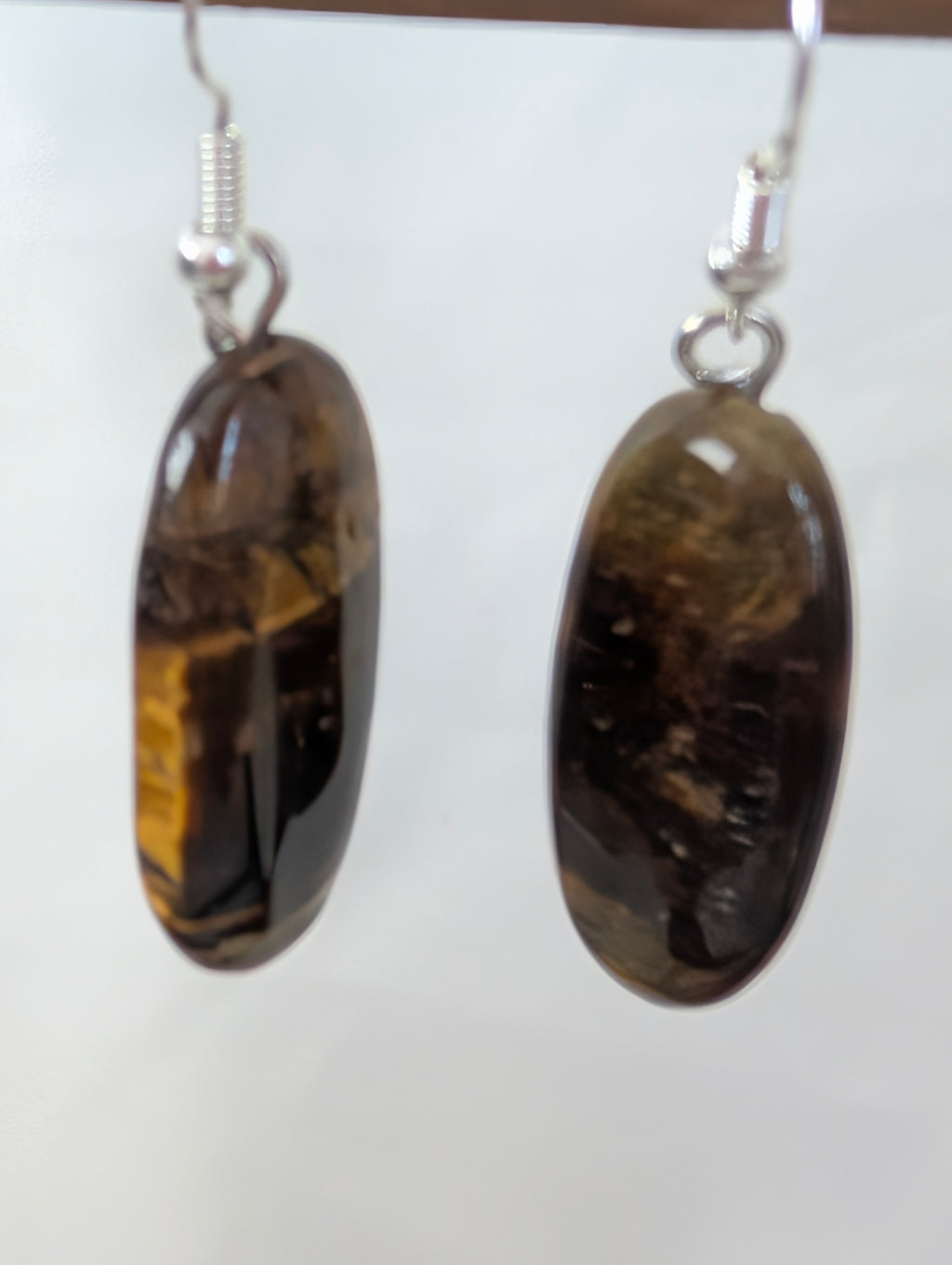 Tiger Eye Earrings, Natural Brown Oval Stone Drop Earrings, Handcrafted Boho Dangle Jewellery, Earthy Gemstone Gift for Her