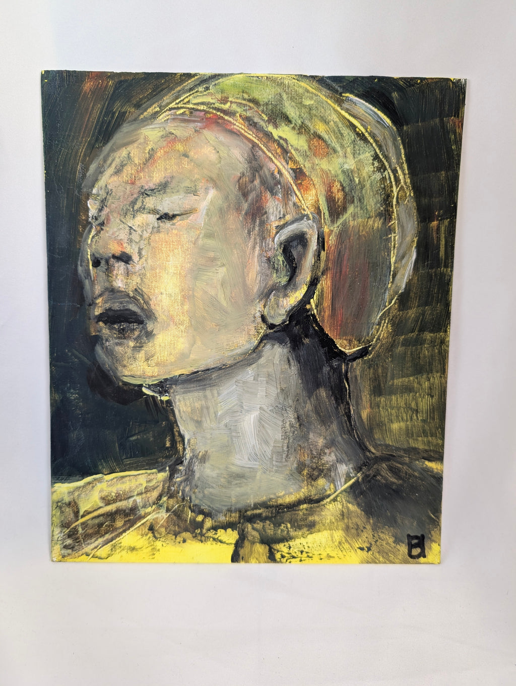 Original Expressionist Portrait Painting, Signed Ben Holme Impasto Canvas Board, Modern Figurative Wall Art