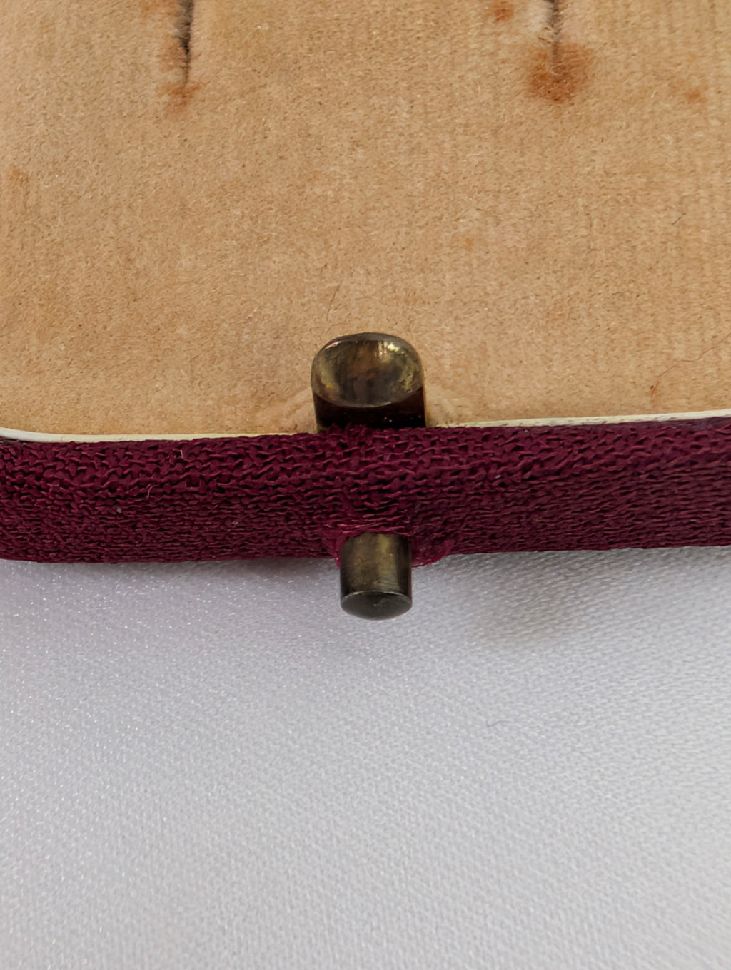 Antique Lotus Pearls Jewellery Box, Vintage 1930s Burgundy Earring Box, English Presentation Case, Push Button Clasp