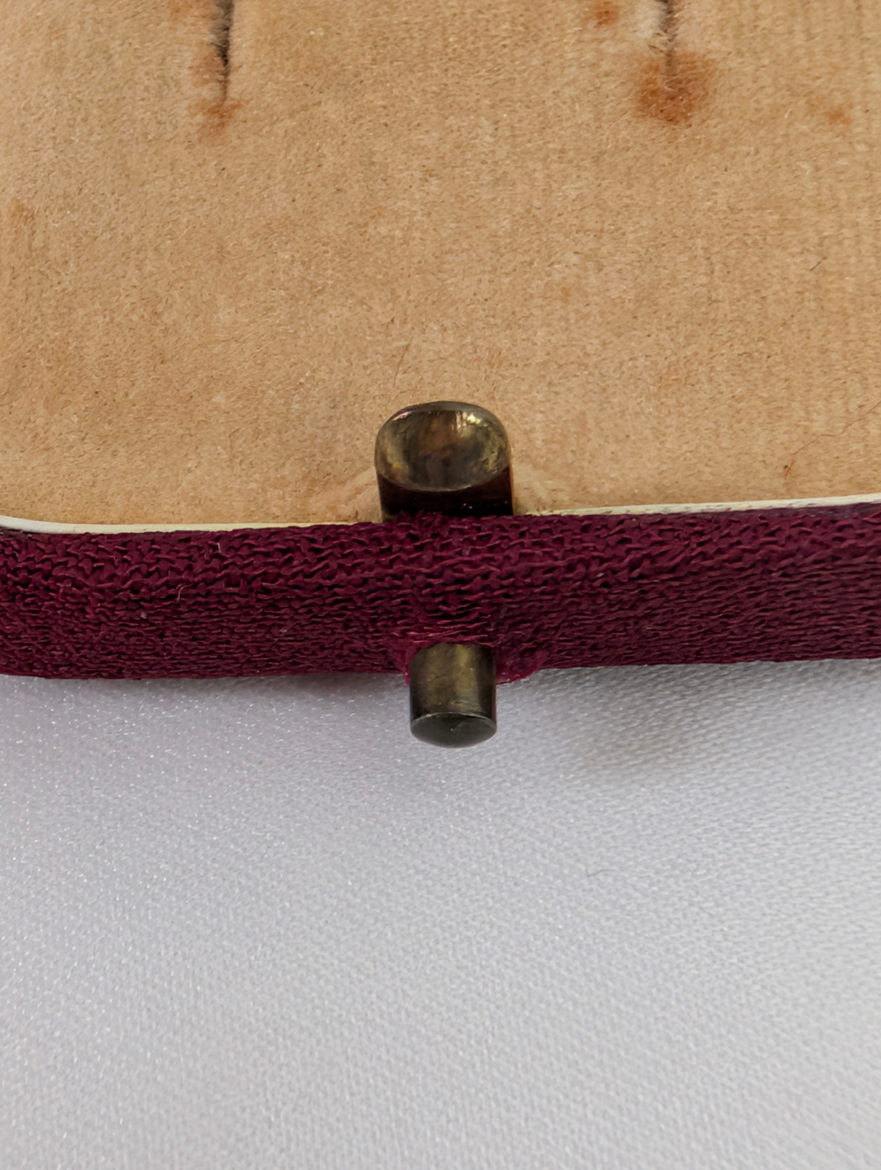 Antique Lotus Pearls Jewellery Box, Vintage 1930s Burgundy Earring Box, English Presentation Case, Push Button Clasp