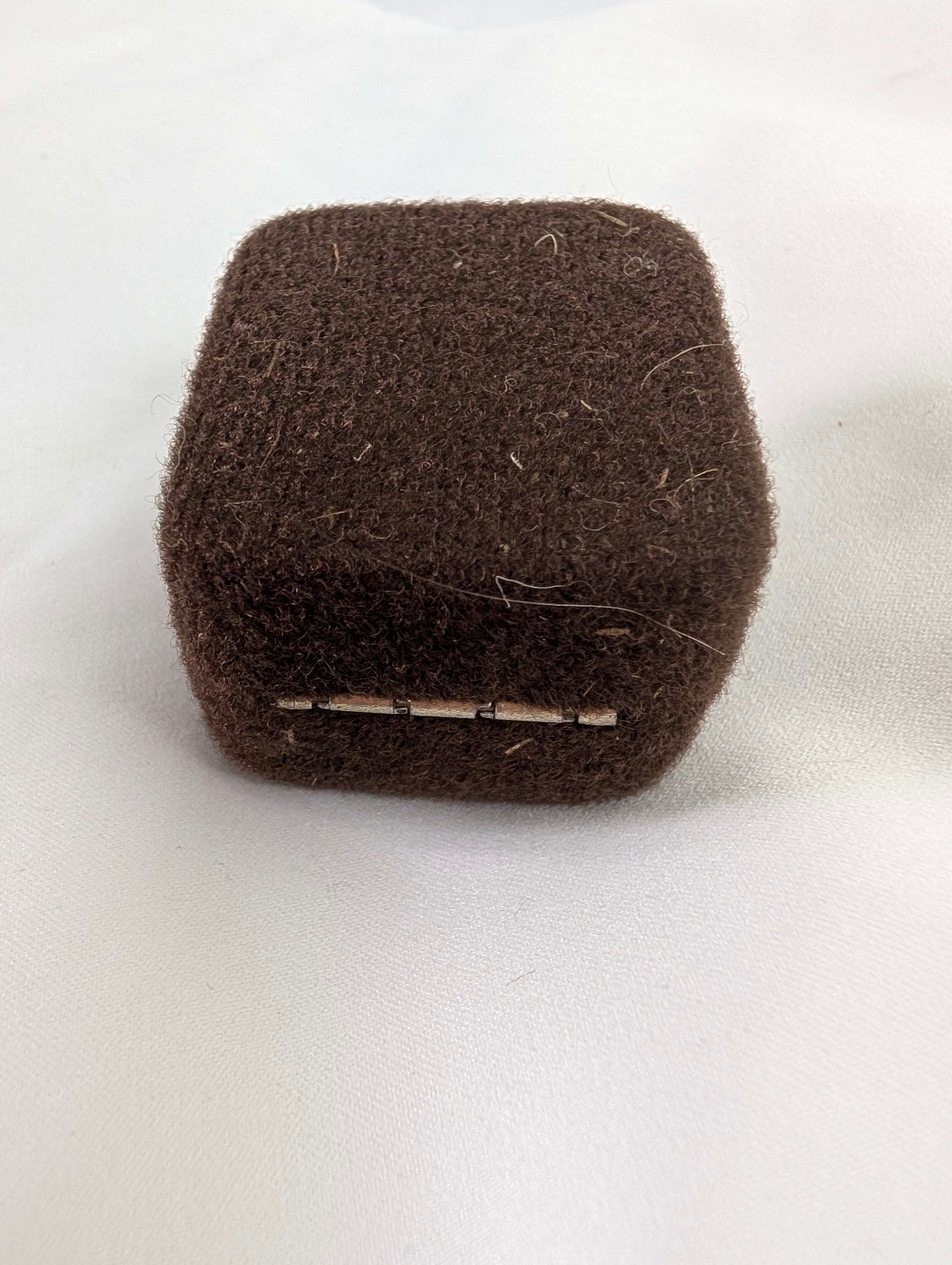 Vintage Ring Box Brown Velvet, Africa Crafts Jersey Jewellers Presentation Case, Small Earring Box, Antique Style Proposal Display Box