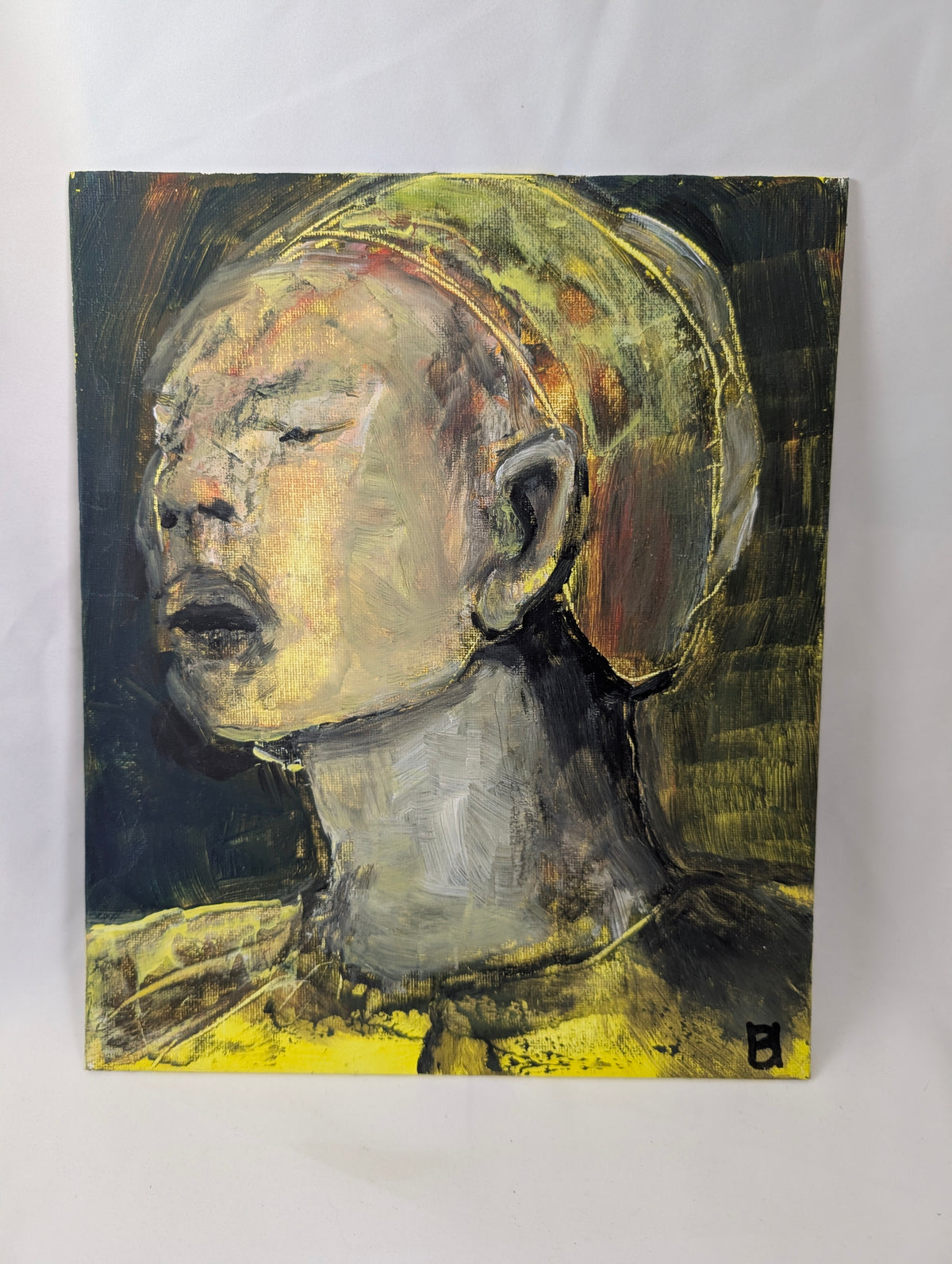 Original Expressionist Portrait Painting, Signed Ben Holme Impasto Canvas Board, Modern Figurative Wall Art