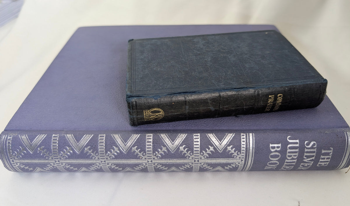 1935 Silver Jubilee Book and Vintage Common Prayer Book Stack, Art Deco Royal History Hardback, Antique Books for Coffee Table & Shelf Decor