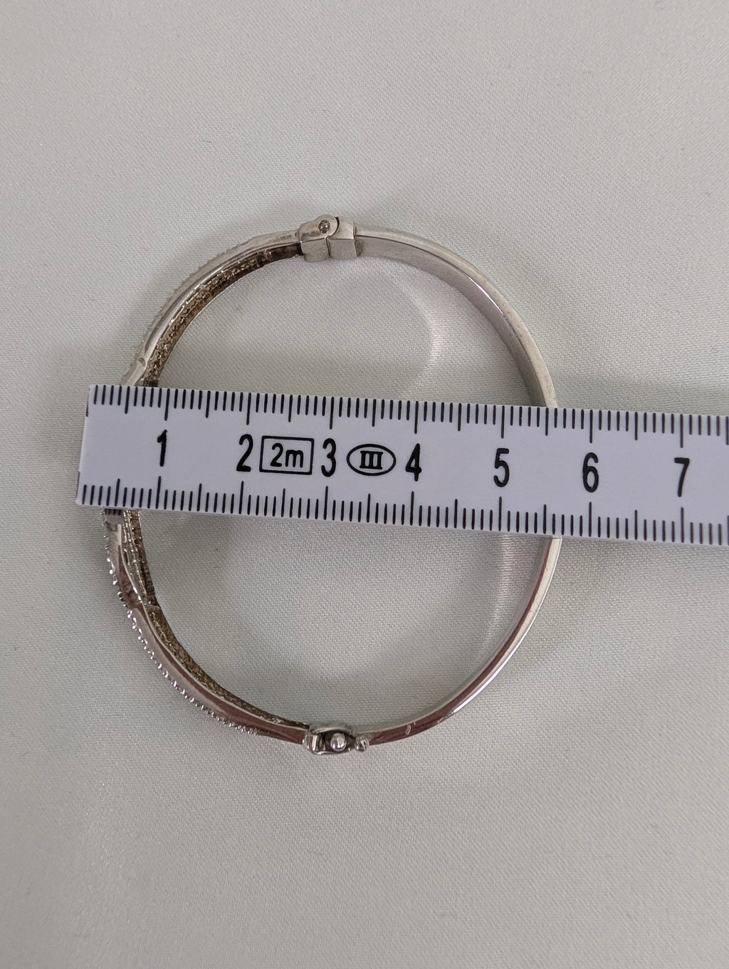 Vintage 925 Sterling Silver Bangle Bracelet, Sparkling Pave CZ Crossover Hinged Bangle, Bridal Evening Cuff,