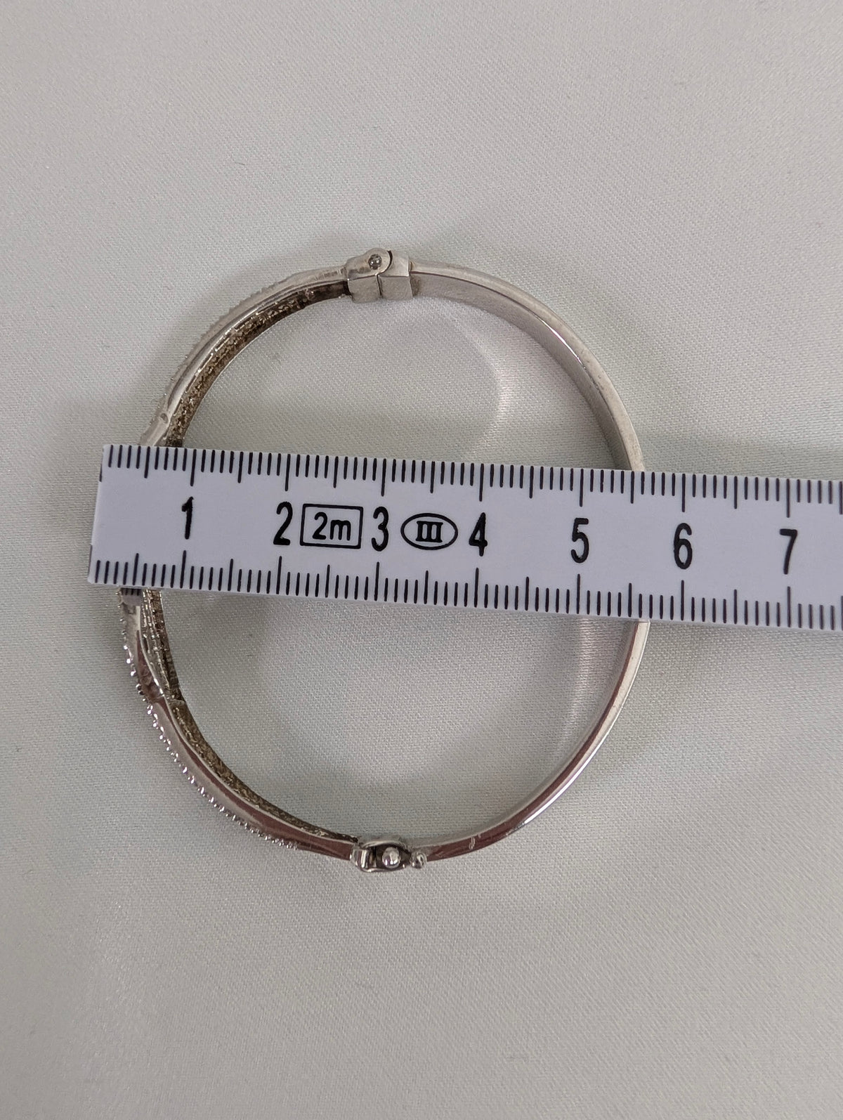 Vintage 925 Sterling Silver Bangle Bracelet, Sparkling Pave CZ Crossover Hinged Bangle, Bridal Evening Cuff,