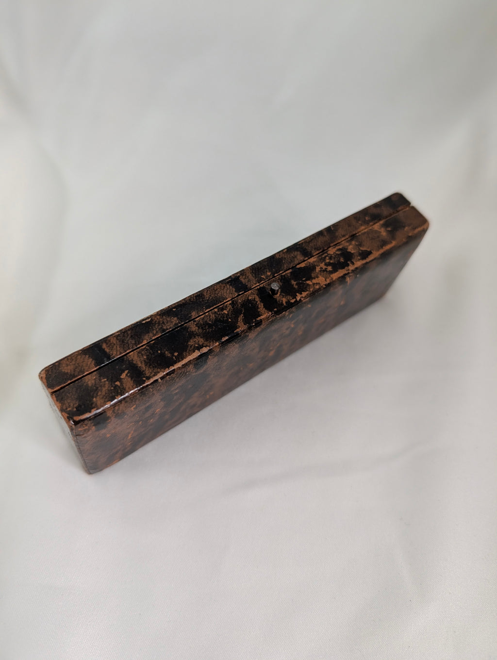 Antique Victorian Faux Tortoiseshell Jewellery Box, Edwardian Pen Case, Gilt Tooled Velvet Lined Presentation Box, Brooch Display Case