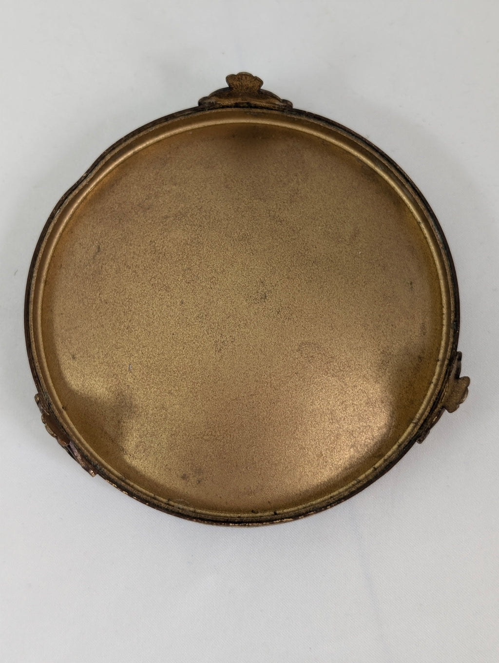 Vintage Embroidered Petit Point Dressing Table Tray, Gilt Ormolu Footed Vanity Trinket Dish, Glass Floral Coaster