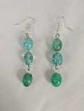 Green Crackle Quartz Earrings, Handmade Drop Dangle Earrings, Sea Green Beaded Drop Earrings, Silver Tone Artisan Jewellery Gift For Her