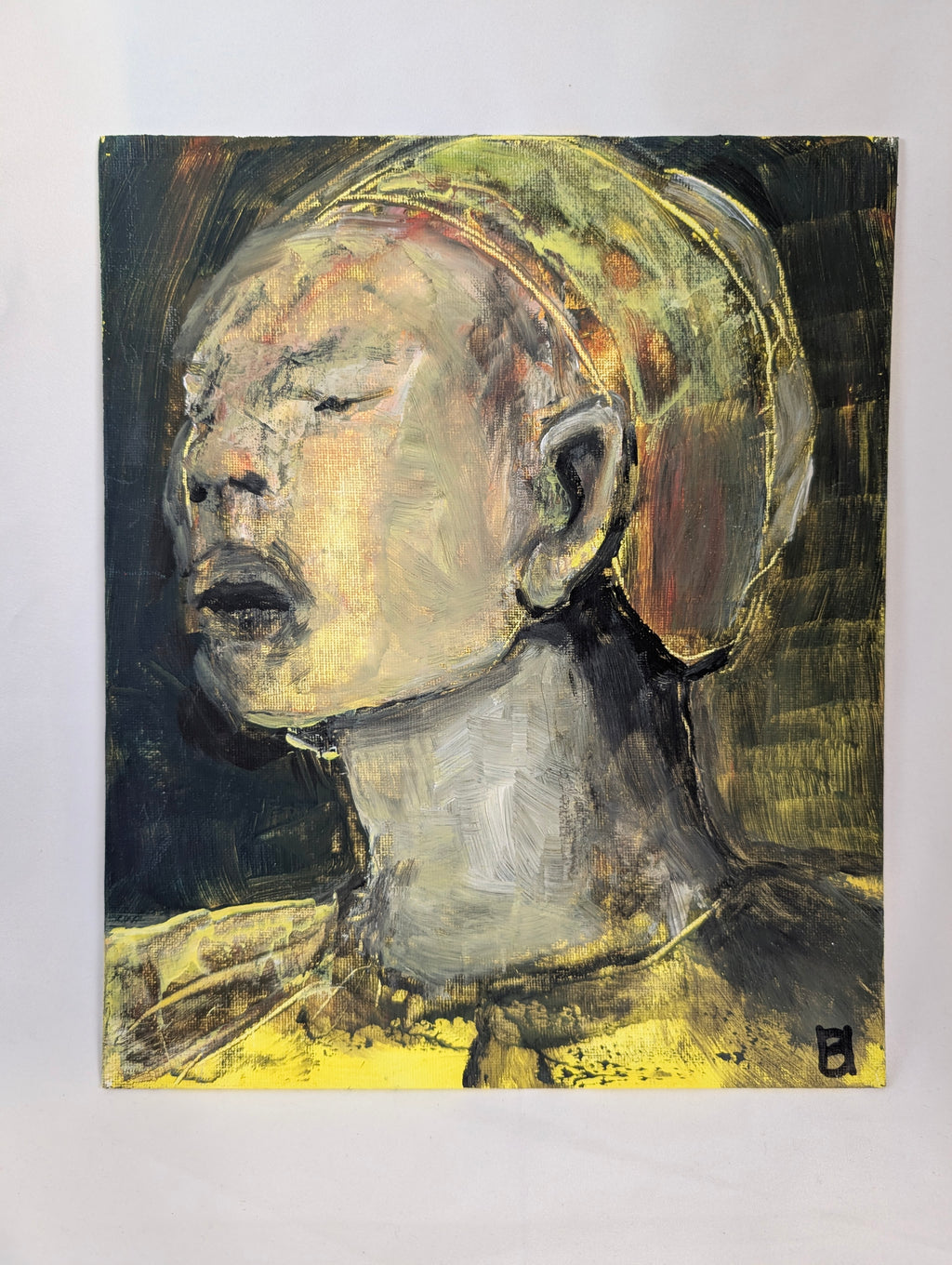 Original Expressionist Portrait Painting, Signed Ben Holme Impasto Canvas Board, Modern Figurative Wall Art