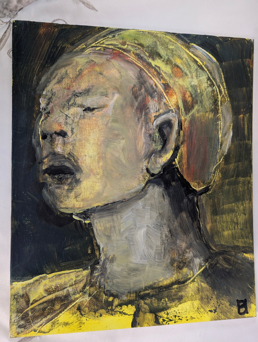 Original Expressionist Portrait Painting, Signed Ben Holme Impasto Canvas Board, Modern Figurative Wall Art