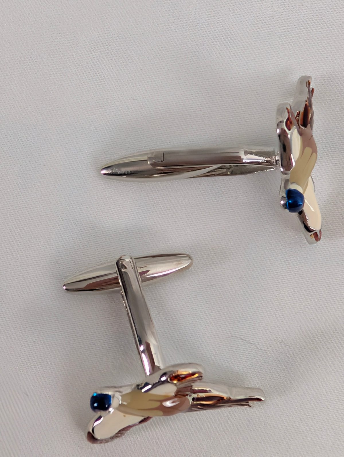 Vintage Enamel Flying Pheasant Cufflinks, Silver Tone Game Bird Country Gent Cuff Links, Countryside Hunting Shooting Mens Gift, Formal Wear