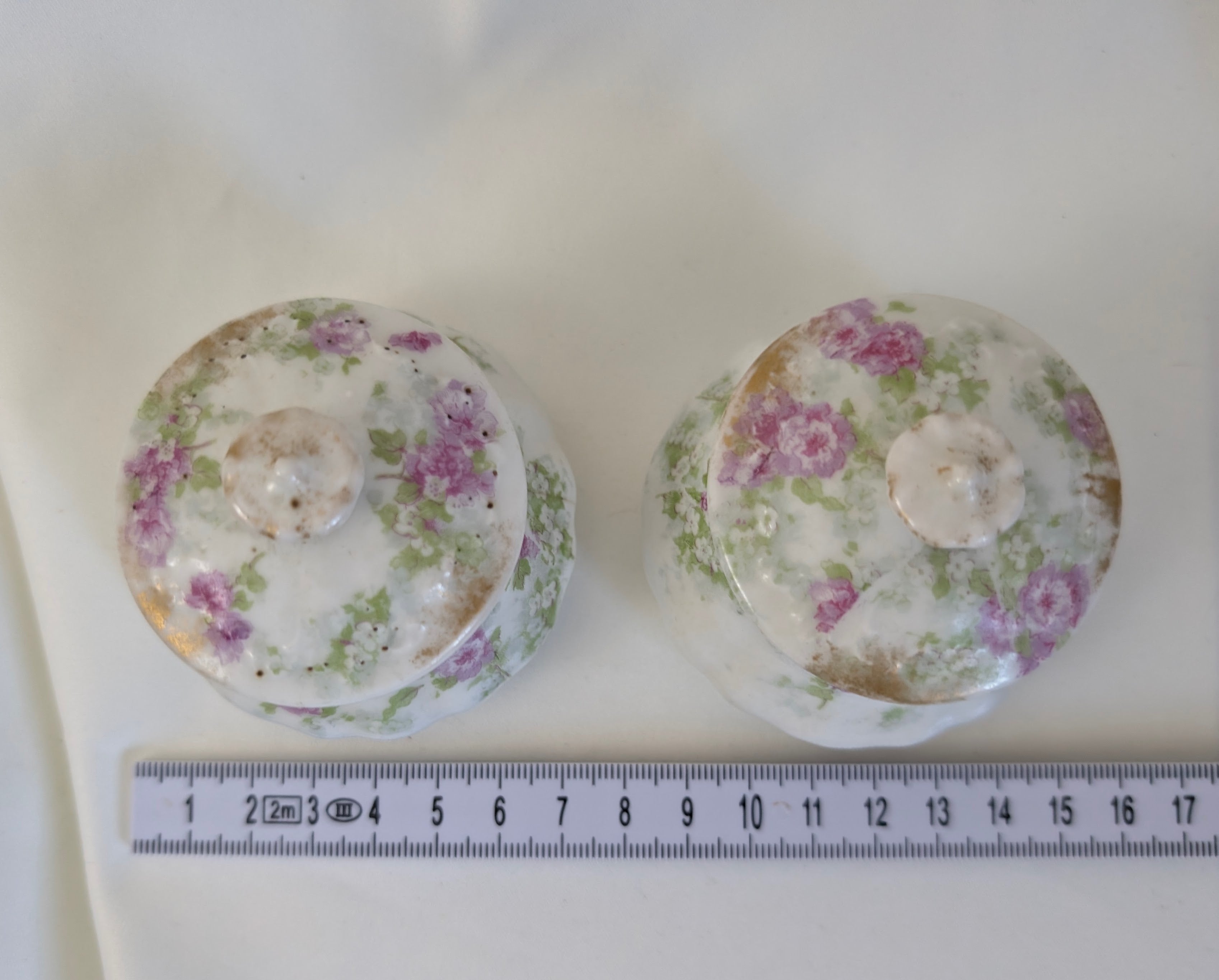 Antique Limoges Porcelain Vanity Set 4 Piece, French W.G. & Co Floral Vanity Bundle, Candlestick Bud Vase Lidded Trinket Pots