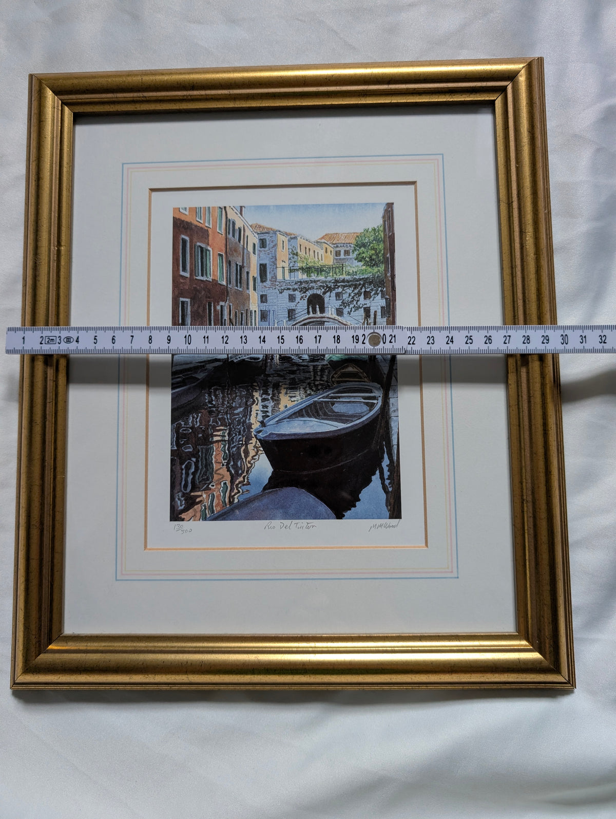 Michael MacDonagh Wood Signed Limited Edition Print 'Rio Del Tintor' – Framed Venetian Canal Watercolour in Moulded Gilt Frame