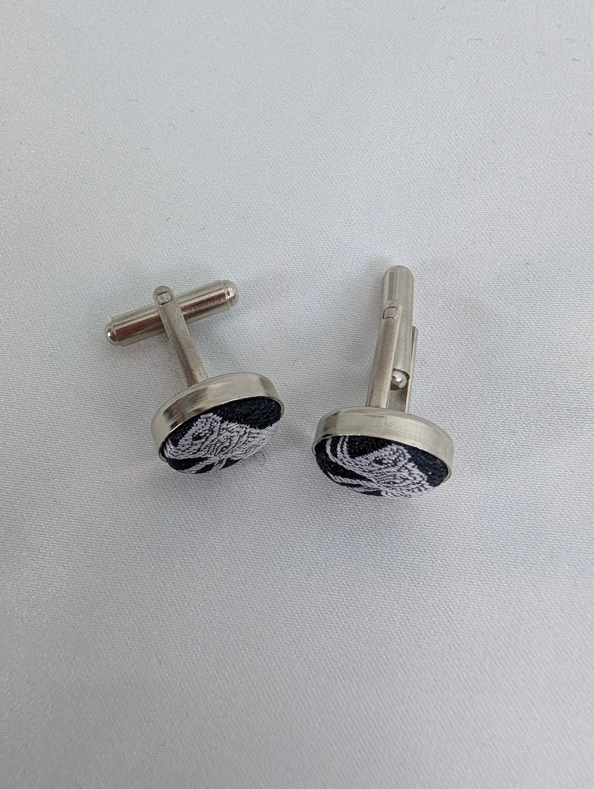 Vintage Woven Elephant Cufflinks, Silver Tone Bullet Back Animal Cuff Links, Boho Safari Formal Mens Accessories