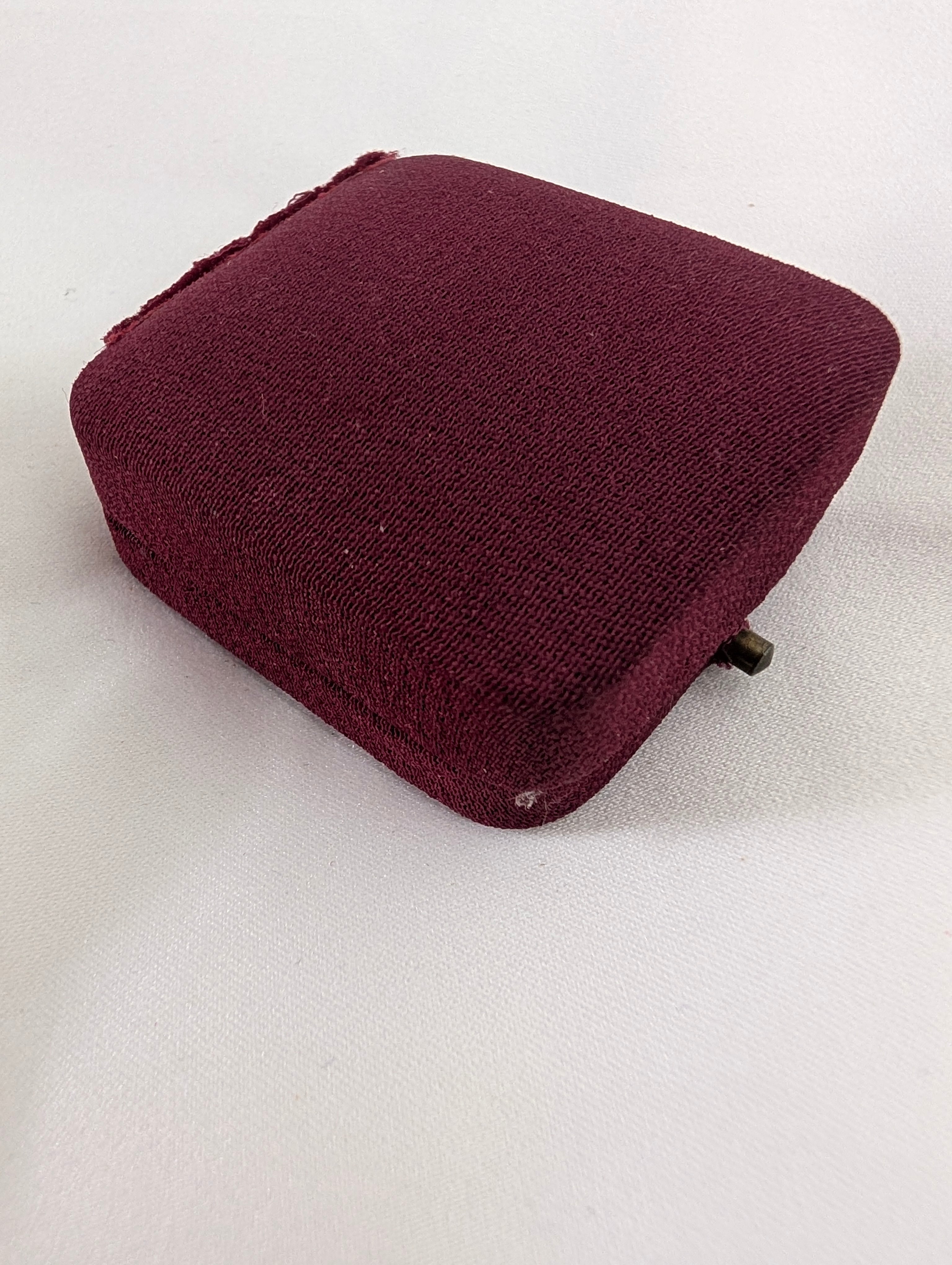 Antique Lotus Pearls Jewellery Box, Vintage 1930s Burgundy Earring Box, English Presentation Case, Push Button Clasp