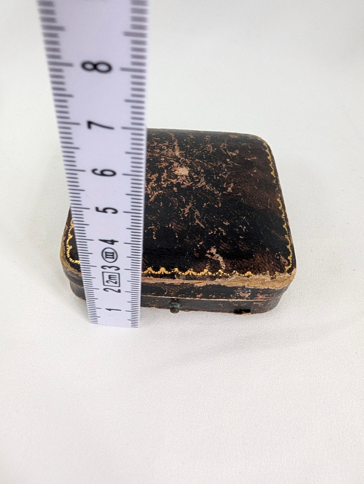 Antique Jewellery Box Leather Push Button Ring Case, Edwardian Velvet Trinket Box, Collingwood and Son Presentation Box, Vintage.