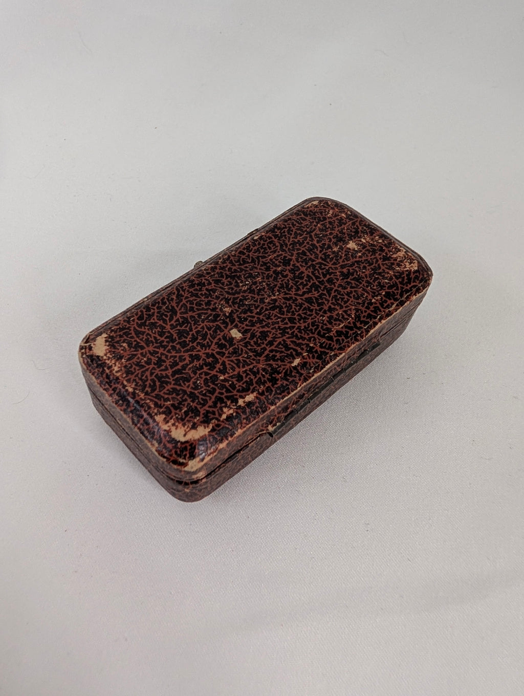 Antique Victorian Ring Box Faux Tortoiseshell Leatherette Ring Case, Velvet Silk Lined Engagement Proposal Box, Photography Prop Display