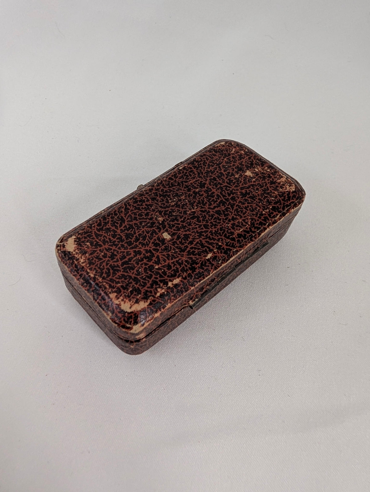 Antique Victorian Ring Box Faux Tortoiseshell Leatherette Ring Case, Velvet Silk Lined Engagement Proposal Box, Photography Prop Display