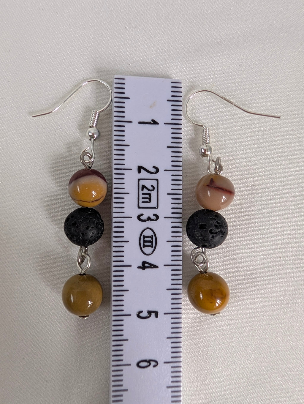 Mookite and Lava Stone Drop Earrings, Handcrafted Earthy Jasper Dangle Earrings, Boho Gemstone Jewelry,