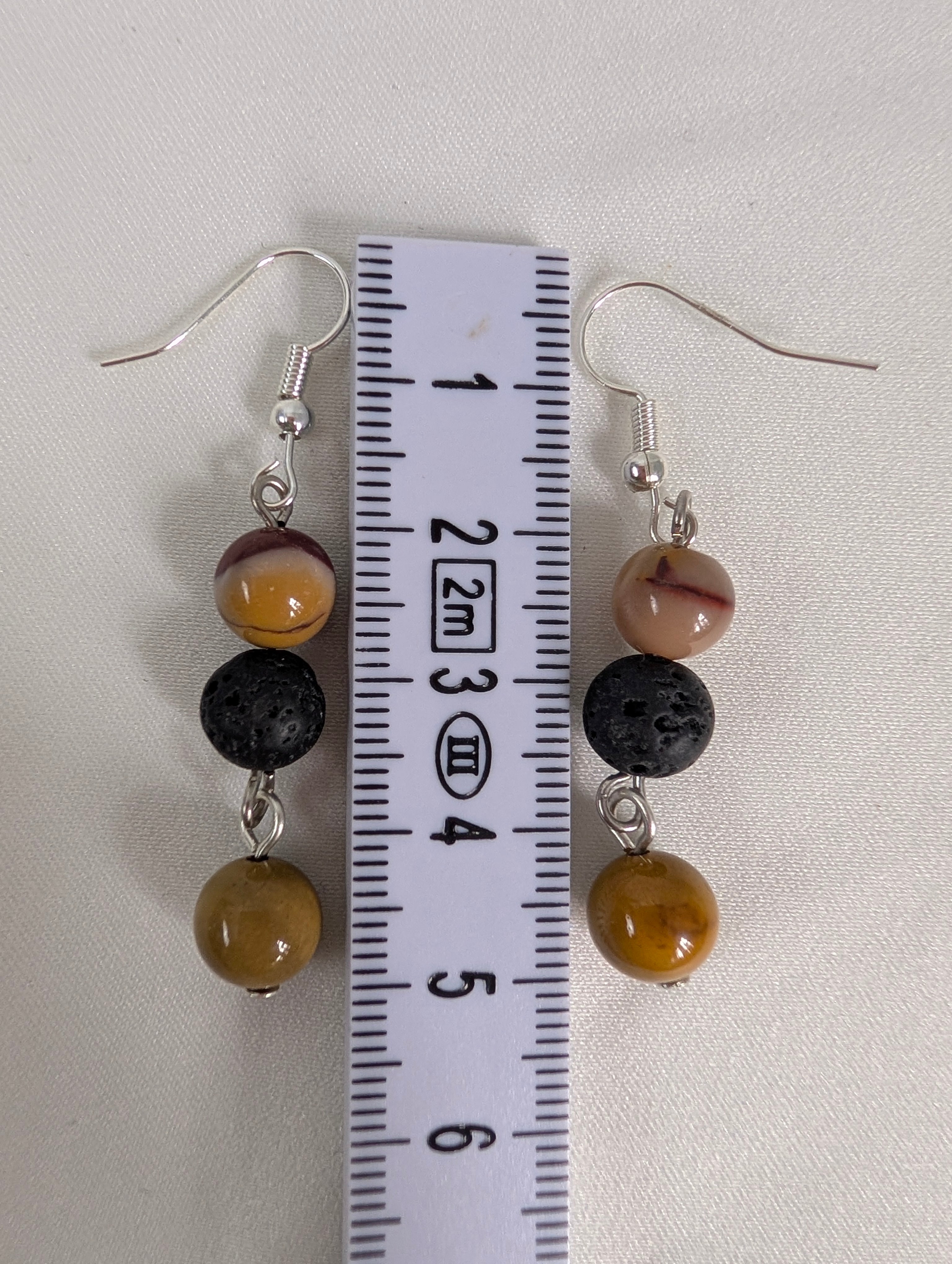 Mookite and Lava Stone Drop Earrings, Handcrafted Earthy Jasper Dangle Earrings, Boho Gemstone Jewelry,