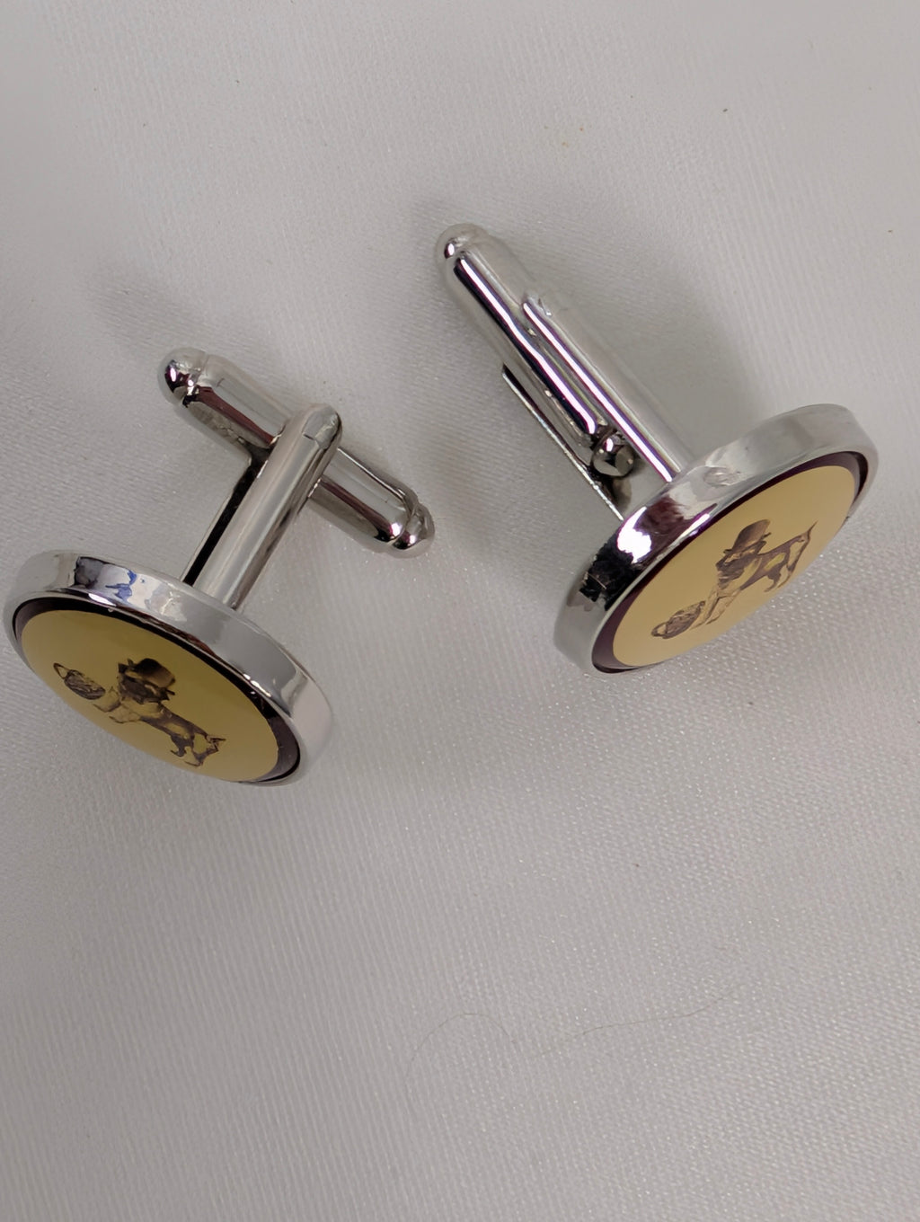 Vintage Style Bulldog Cufflinks and Tie Clip Set, Novelty Mens Dog Cufflinks Tie Bar Gift Boxed, Silver Tone Groom Groomsmen Wedding