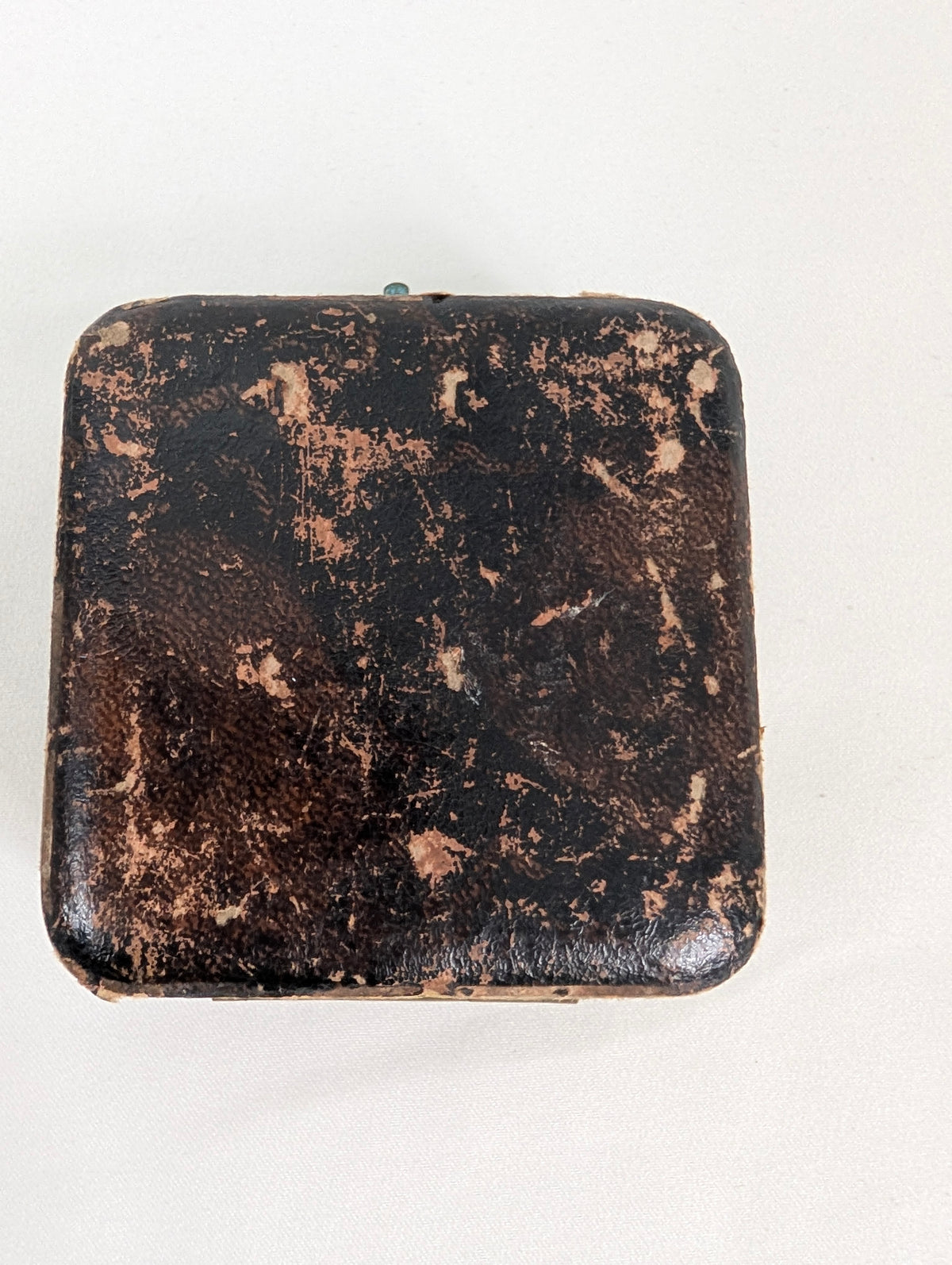 Antique Jewellery Box Leather Push Button Ring Case, Edwardian Velvet Trinket Box, Collingwood and Son Presentation Box, Vintage.