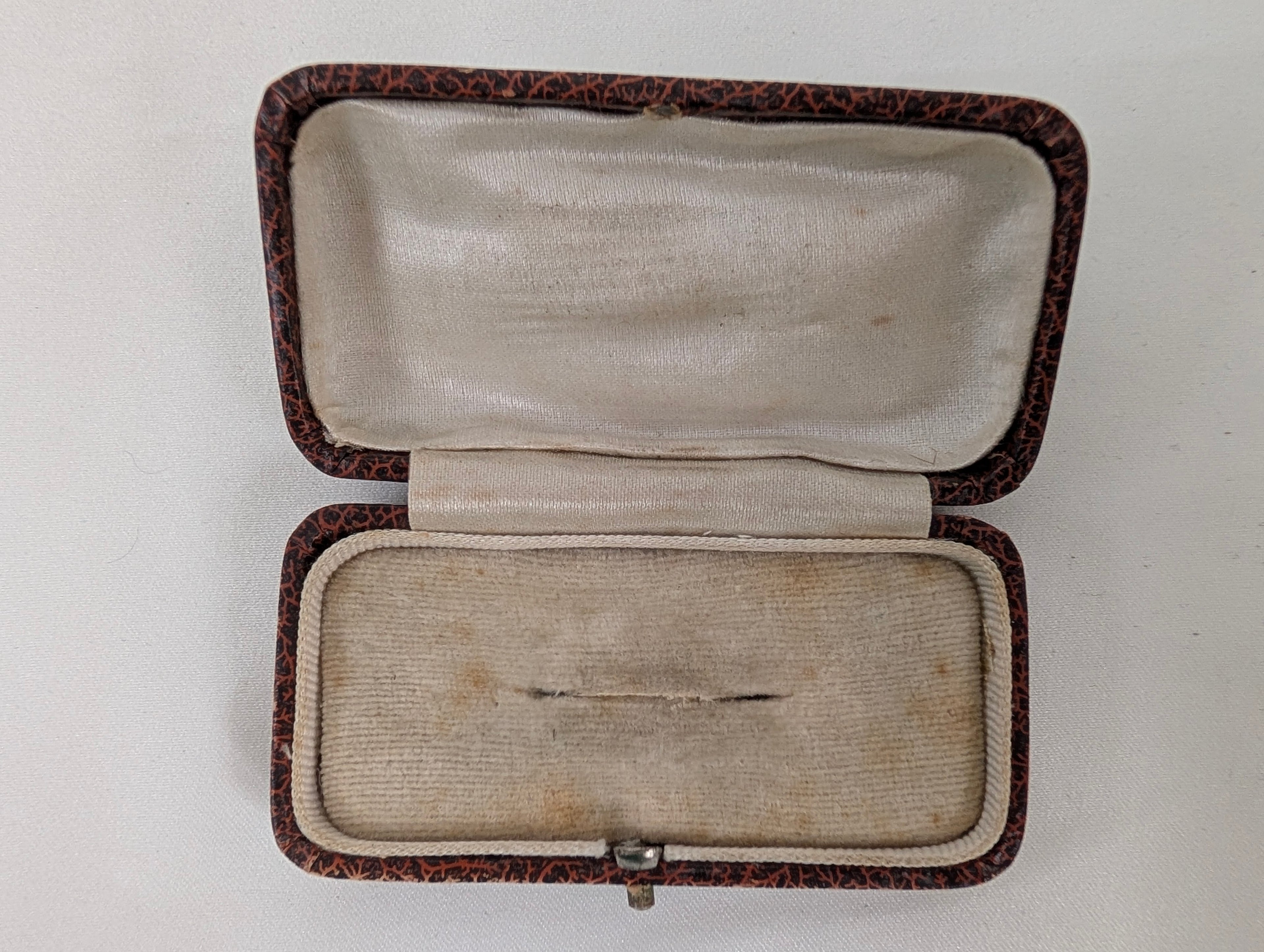 Antique Victorian Ring Box Faux Tortoiseshell Leatherette Ring Case, Velvet Silk Lined Engagement Proposal Box, Photography Prop Display