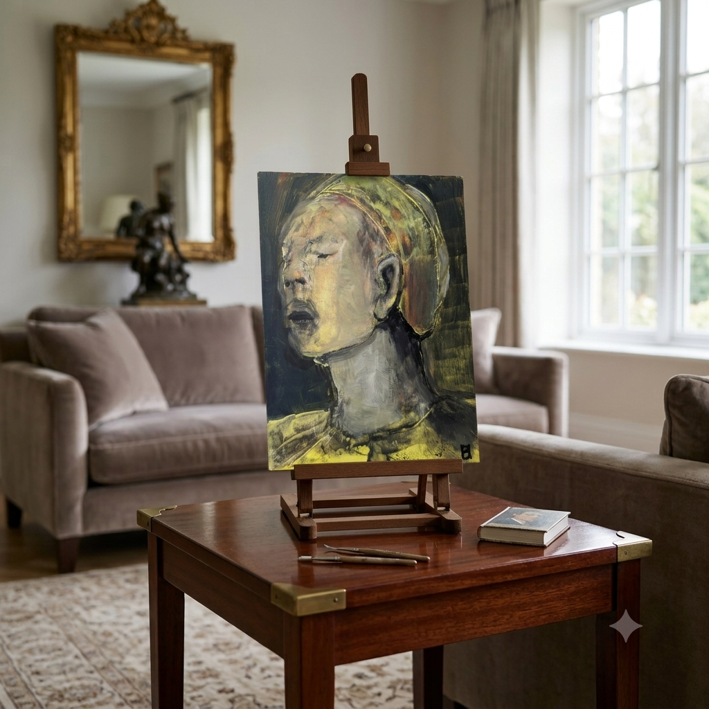 Original Expressionist Portrait Painting, Signed Ben Holme Impasto Canvas Board, Modern Figurative Wall Art