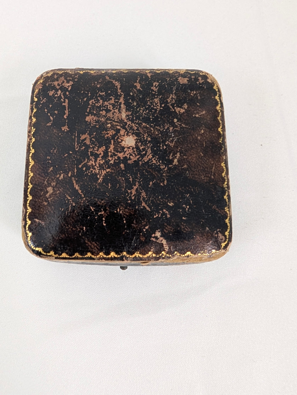 Antique Jewellery Box Leather Push Button Ring Case, Edwardian Velvet Trinket Box, Collingwood and Son Presentation Box, Vintage.