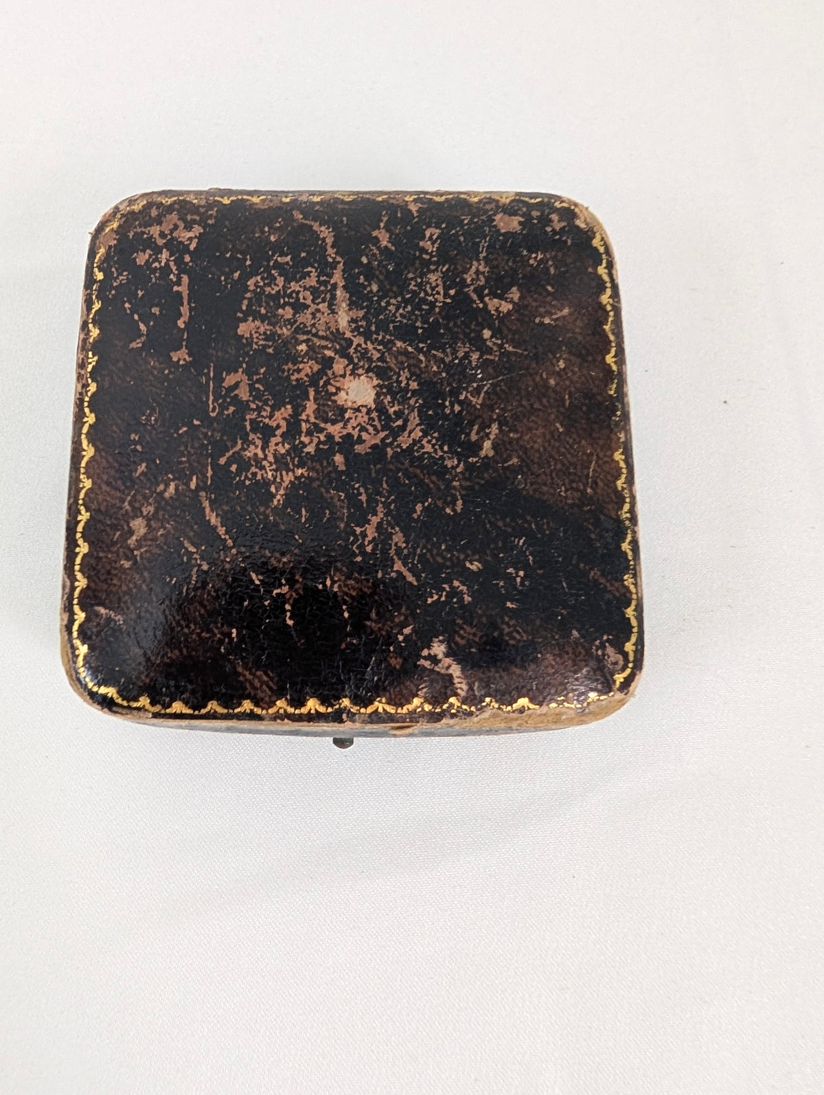 Antique Jewellery Box Leather Push Button Ring Case, Edwardian Velvet Trinket Box, Collingwood and Son Presentation Box, Vintage.