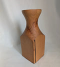 Hand Turned Wooden Vase with Natural Grain | Geometric Base Artisan Wood Vessel | Rustic Modern Organic Home Decor Gift